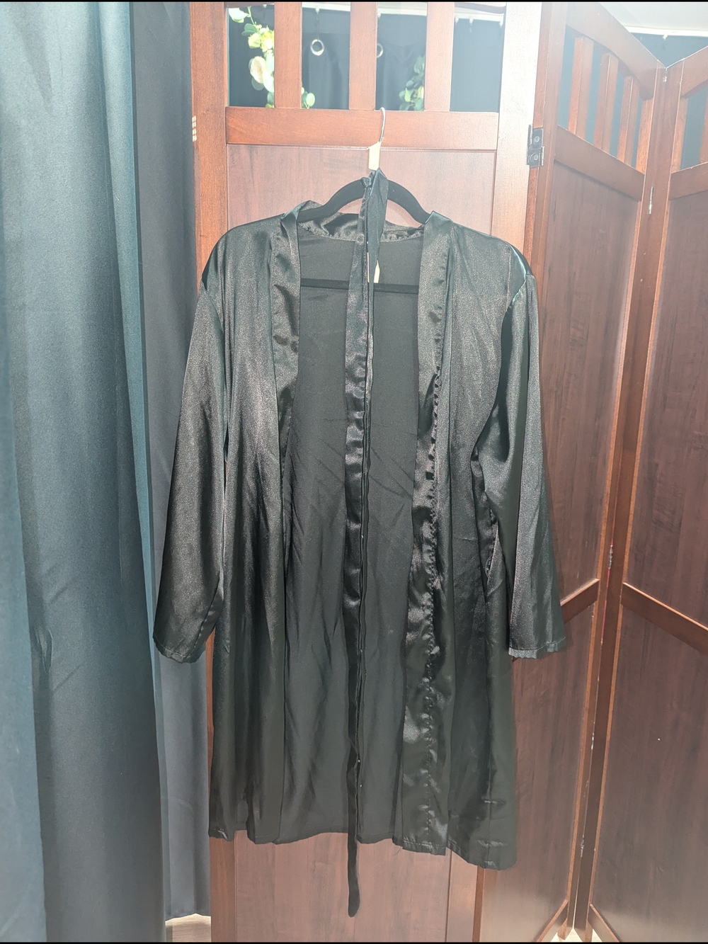 Black Satin Kimono Robe for Women - Classic Loungewear